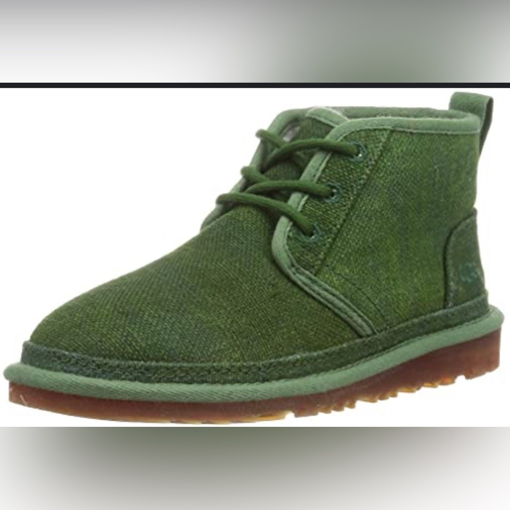 NWOT Men UGG SZ 10 Neumel Chukka Boots Tencel Natural Green Shearling Faux Fur - Picture 1 of 11